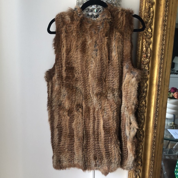Dylan gray brown rabbit fur vest size medium - Picture 2 of 5